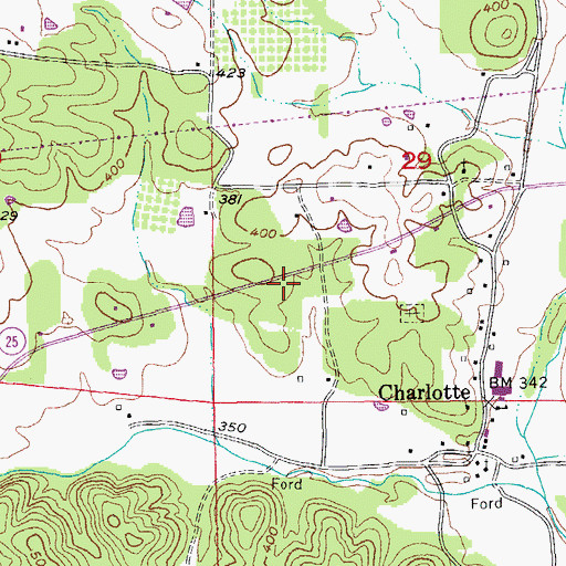 Topographic Map of Charlotte Fire Station, AR