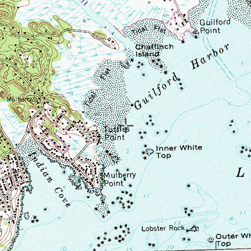 Topographic Map of Tuttles Point, CT