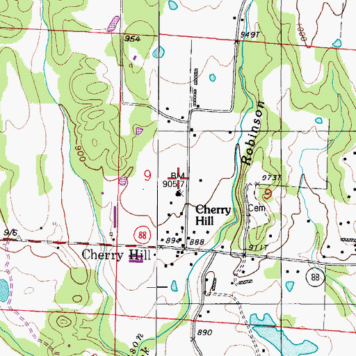 Topographic Map of Cherry Hill Station District 7, AR