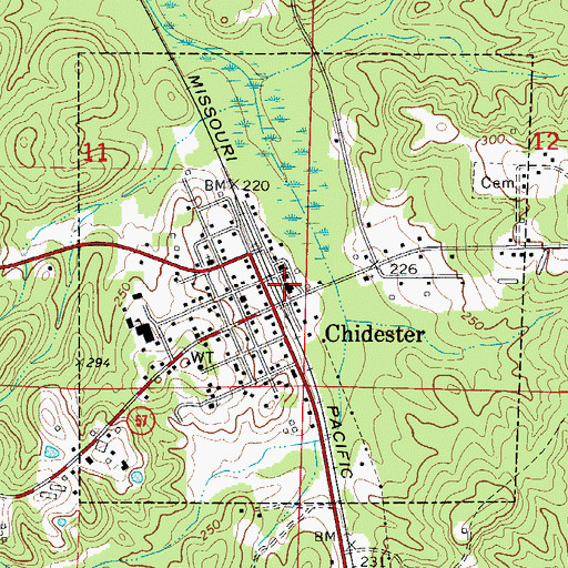 Topographic Map of Chidester Volunteer Fire Department, AR