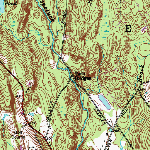 Topographic Map of Twin Bridges, CT
