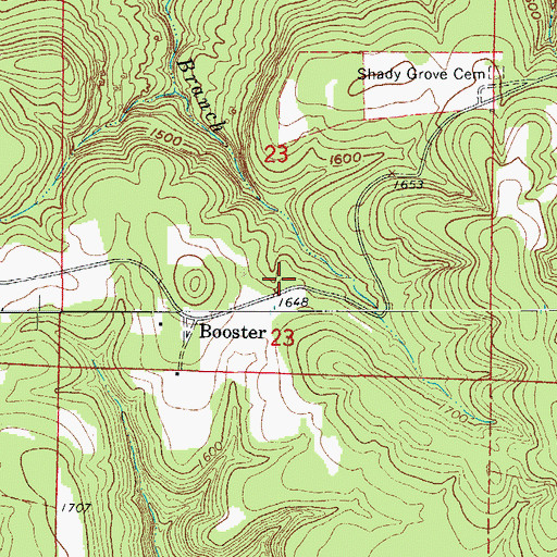 Topographic Map of Chimes - Shady Grove Volunteer Fire Department Substation, AR