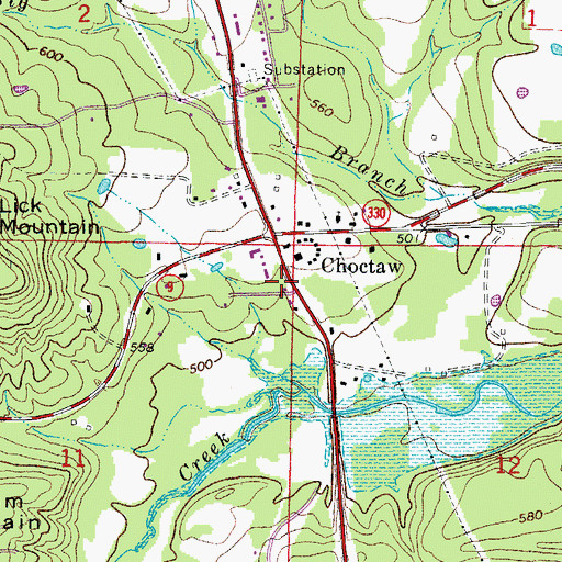 Topographic Map of Choctaw Fire Department, AR