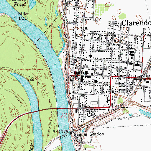 Topographic Map of Clarendon Volunteer Fire Department, AR