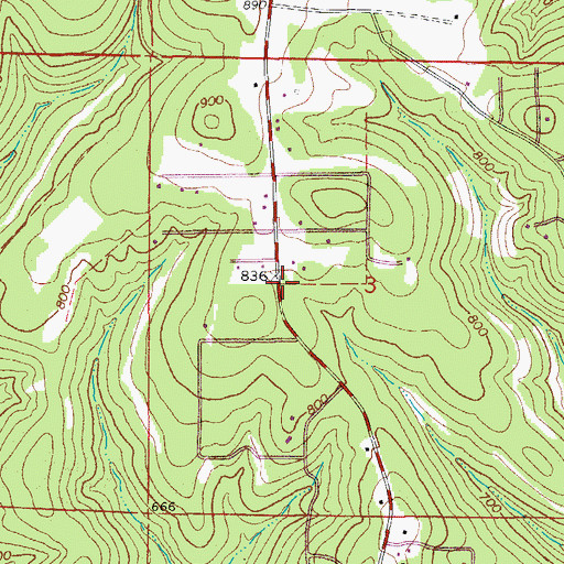 Topographic Map of Clarkridge Volunteer Fire Department Station 1, AR