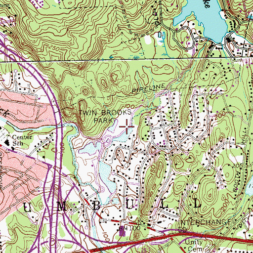 Topographic Map of Twin Brooks Park, CT