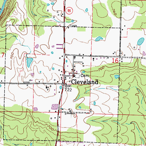 Topographic Map of Cleveland Fire Station, AR