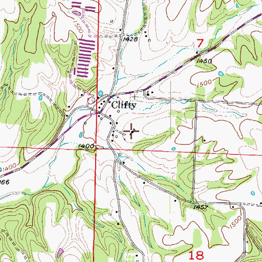 Topographic Map of Clifty Volunteer Fire Station, AR