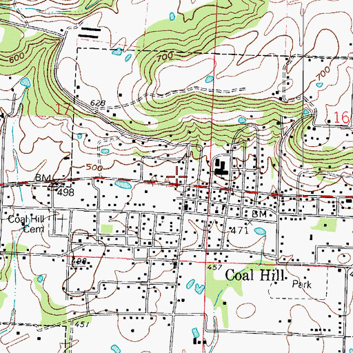 Topographic Map of Coal Hill Volunteer Fire Department, AR