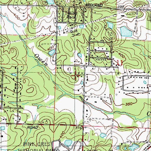 Topographic Map of Collegeville Volunteer Fire Station, AR