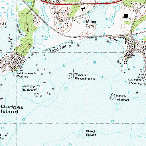 Topographic Map of Twin Brothers, CT