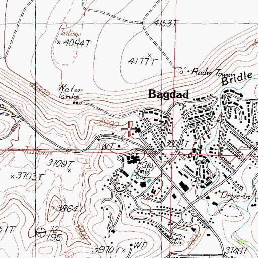 Topographic Map of Bagdad Community Health Center, AZ