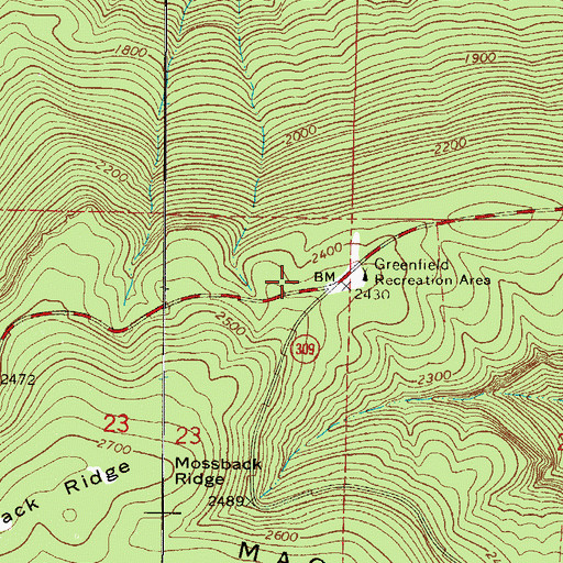 Topographic Map of Corley Mountain Rural Fire Department Substation 2, AR