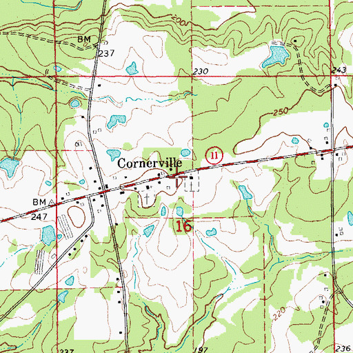 Topographic Map of Cornerville Fire Station, AR