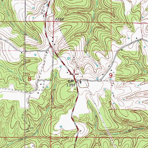Topographic Map of Cottonwood Fire Department Station 1, AR