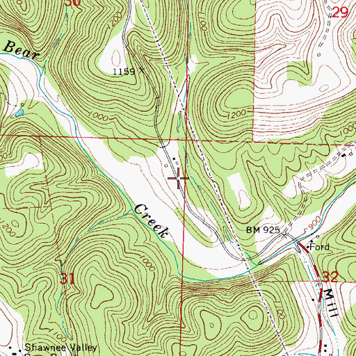 Topographic Map of Cottonwood Fire Department Station 2, AR
