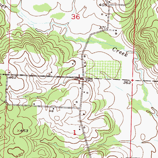Topographic Map of County Line Rural Volunteer Fire Department, AR