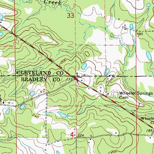 Topographic Map of County Line Volunteer Fire Station 1, AR