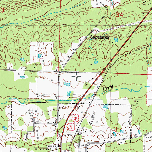 Topographic Map of Cove Volunteer Fire Station 3, AR