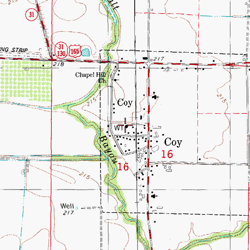 Topographic Map of Coy Fire Department, AR
