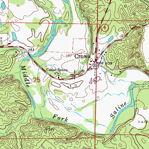 Topographic Map of Crows Volunteer Fire Department, AR