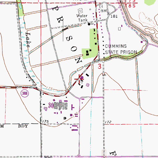 Topographic Map of Cummings Volunteer Fire Station, AR