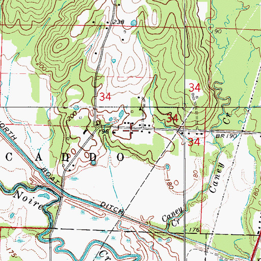 Topographic Map of Curtis Fire Department, AR