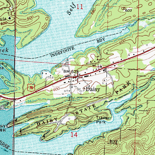 Topographic Map of Daisy Volunteer Fire Department, AR