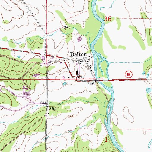 Topographic Map of Dalton Volunteer Fire Department, AR