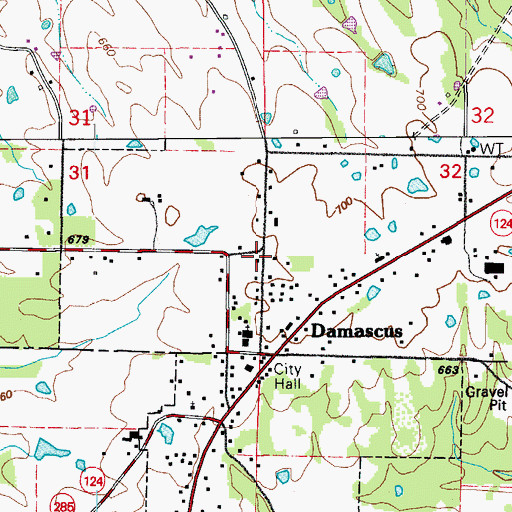 Topographic Map of Damascus Volunteer Fire Department, AR