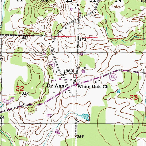 Topographic Map of Deann Volunteer Fire Department, AR