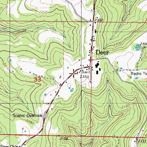 Topographic Map of Deer Volunteer Fire Department Station, AR