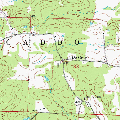 Topographic Map of Degray Rural Volunteer Fire Station, AR