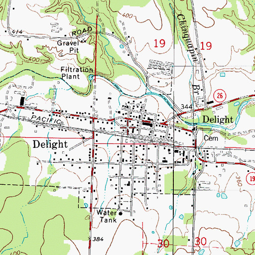 Topographic Map of Delight Rural Volunteer Fire Department, AR