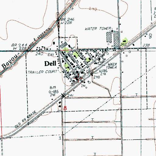 Topographic Map of Dell Volunteer Fire Department, AR