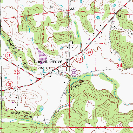 Topographic Map of Desha Volunteer Fire Department Locust Grove Station, AR