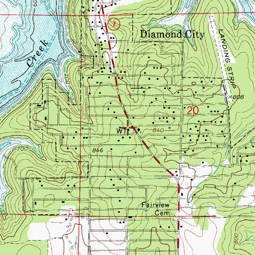 Topographic Map of Diamond City Fire Station, AR