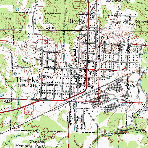 Topographic Map of Dierks Volunteer Fire Department, AR