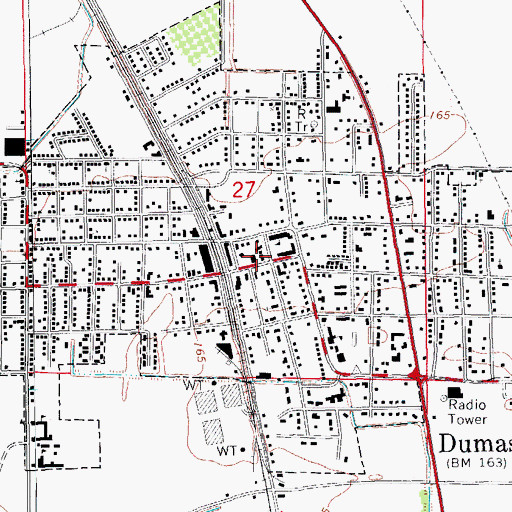 Topographic Map of Dumas Fire Department, AR
