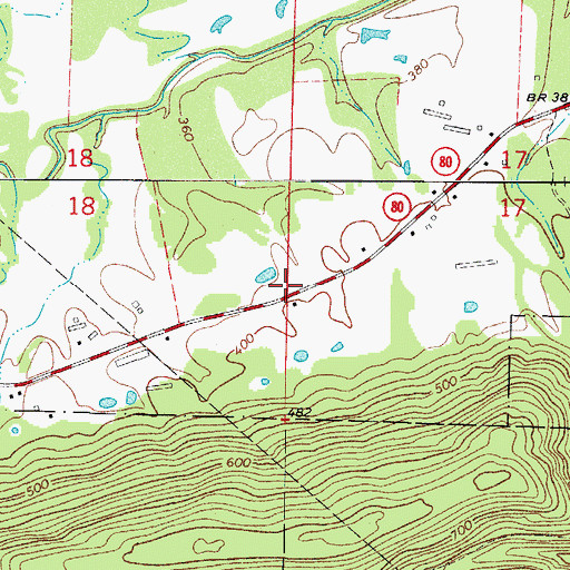 Topographic Map of Dutch Creek Volunteer Fire Station, AR