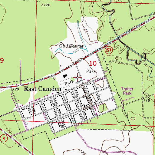 Topographic Map of East Camden Fire Department, AR