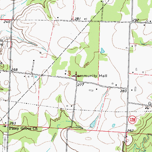 Topographic Map of East Clark County Volunteer Fire Department, AR