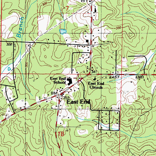 Topographic Map of East End Volunteer Fire Department Station 1, AR