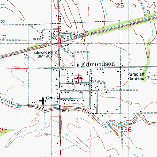 Topographic Map of Edmondson Volunteer Fire Department, AR