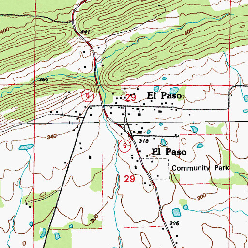 Topographic Map of El Paso Fire Station, AR