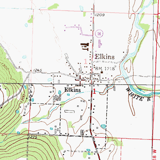Topographic Map of Elkins Volunteer Fire Department, AR