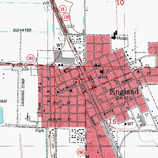 Topographic Map of England Volunteer Fire Department, AR