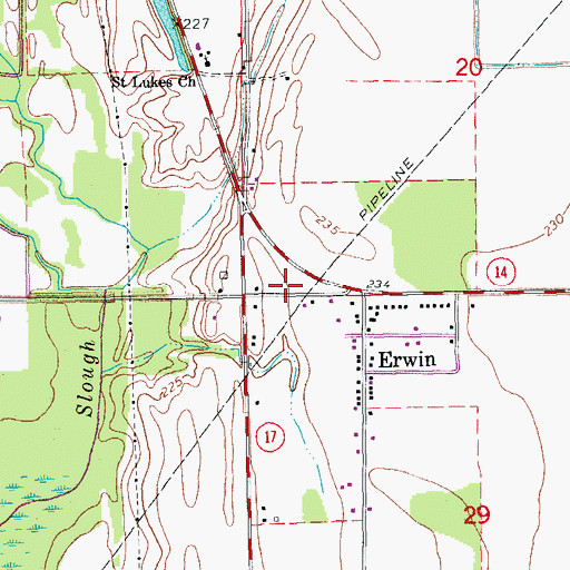 Topographic Map of Erwin Volunteer Fire Department, AR