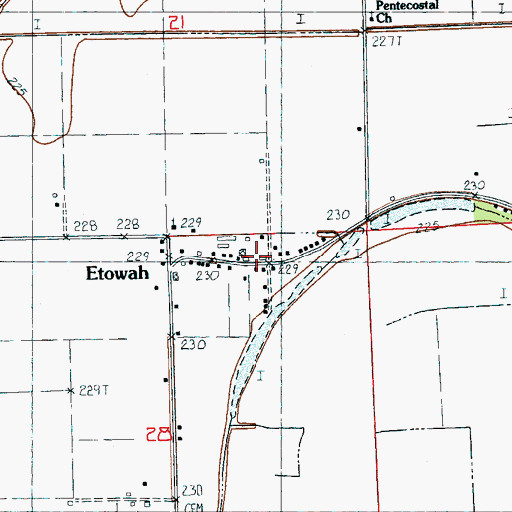 Topographic Map of Etowah Fire Volunteer Department, AR