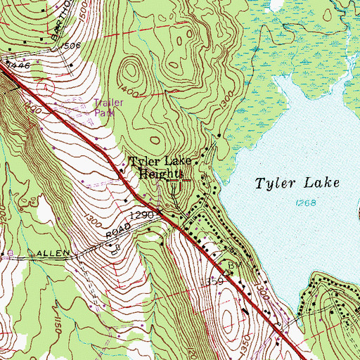 Topographic Map of Tyler Lake Heights, CT